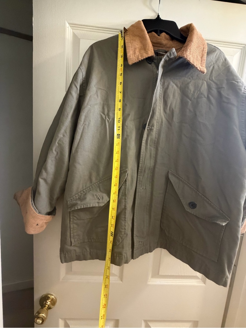 Men's Brown Workwear Jacket with Tan Corduroy Collar - Picture 4 of 8